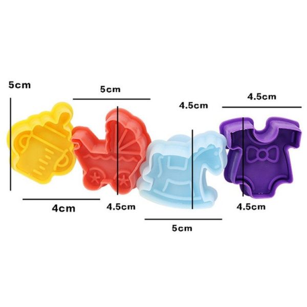 4 in 1 3D Baby Series Biscuit Mold Fondant Pressing Tools, Random Color Delivery - Image 3