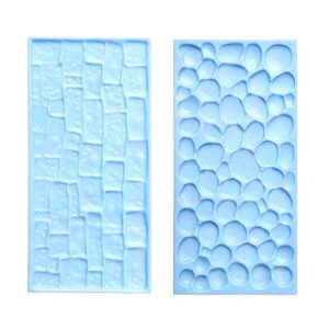 2 PCS Bark Wood Grain Fondant Printing Embossing Mold Biscuit Baking Mold Tool (Pebble)