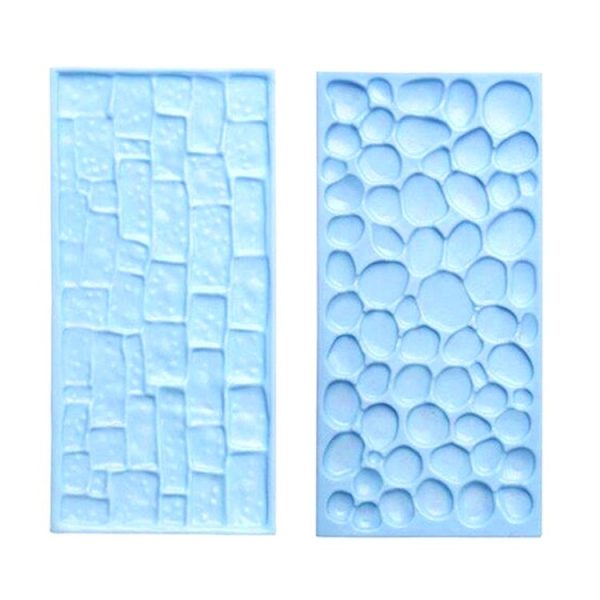 2 PCS Bark Wood Grain Fondant Printing Embossing Mold Biscuit Baking Mold Tool (Pebble)