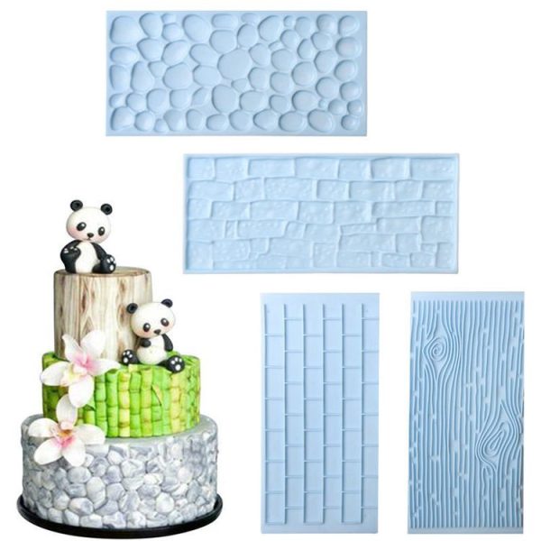 2 PCS Bark Wood Grain Fondant Printing Embossing Mold Biscuit Baking Mold Tool (Pebble) - Image 3
