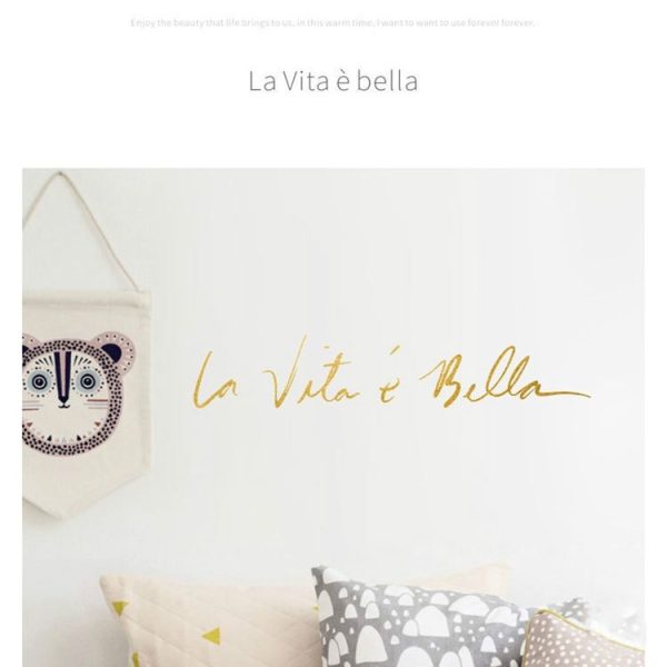 Italian Beautiful Life Decorative Wall Stickers, Size: 40x8cm (Gold) - Image 3