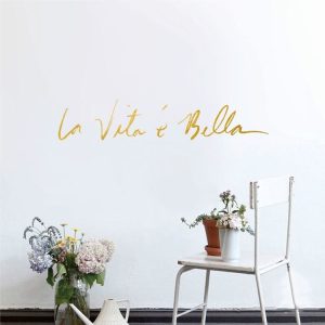 Italian Beautiful Life Decorative Wall Stickers, Size: 55x11cm (Gold)