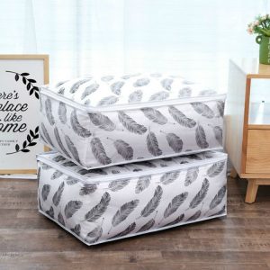 Foldable Storage Bag Clothes Blanket Quilt Transparent Printing Travel Luggage Storage Bag, Size: 55x36x20cm (Feather)