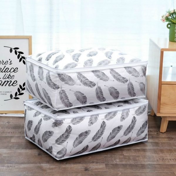 Foldable Storage Bag Clothes Blanket Quilt Transparent Printing Travel Luggage Storage Bag, Size: 55x36x20cm (Feather) - Image 2