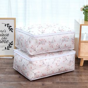 Foldable Storage Bag Clothes Blanket Quilt Transparent Printing Travel Luggage Storage Bag, Size: 57x40x22cm (Leaf)