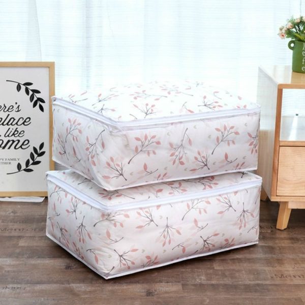 Foldable Storage Bag Clothes Blanket Quilt Transparent Printing Travel Luggage Storage Bag, Size: 57x40x22cm (Leaf) - Image 2