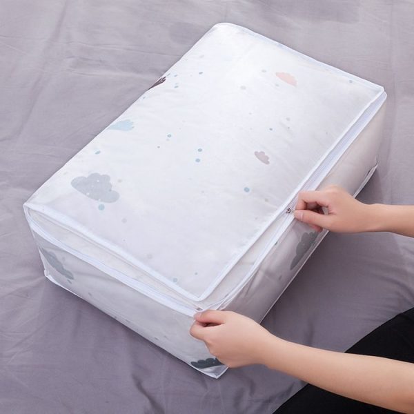Foldable Storage Bag Clothes Blanket Quilt Transparent Printing Travel Luggage Storage Bag, Size: 57x40x22cm (Leaf) - Image 3