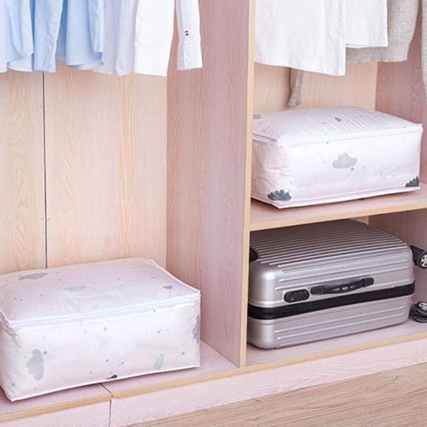 Foldable Storage Bag Clothes Blanket Quilt Transparent Printing Travel Luggage Storage Bag, Size: 57x40x22cm (Leaf) - Image 4