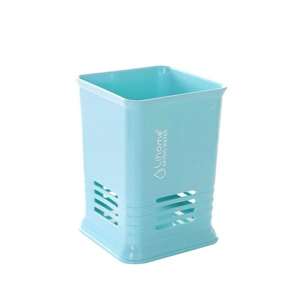 Kitchen Tabletop Candy Color Compartment Hollow Chopsticks Cage Creative Kitchen Cage Cutlery Drain Storage Chopsticks Rack, Number of layers: Single grids blue - Image 2