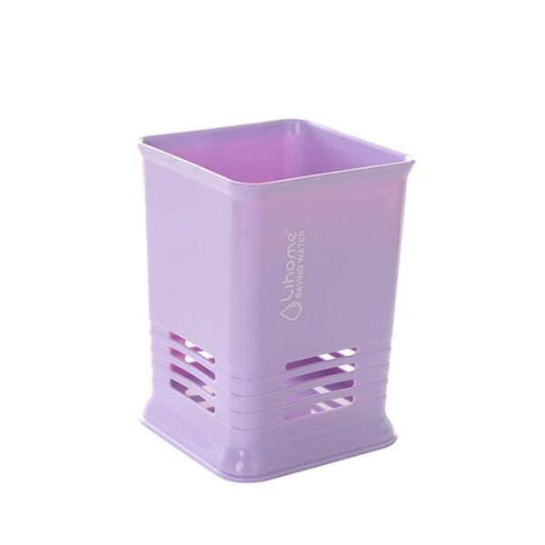 Kitchen Tabletop Candy Color Compartment Hollow Chopsticks Cage Creative Kitchen Cage Cutlery Drain Storage Chopsticks Rack, Number of layers: Single grids purple - Image 2