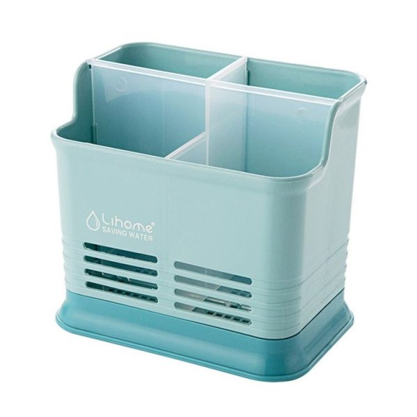 Kitchen Tabletop Candy Color Compartment Hollow Chopsticks Cage Creative Kitchen Cage Cutlery Drain Storage Chopsticks Rack, Number of layers: Four grids of blue