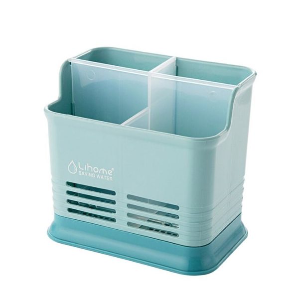 Kitchen Tabletop Candy Color Compartment Hollow Chopsticks Cage Creative Kitchen Cage Cutlery Drain Storage Chopsticks Rack, Number of layers: Four grids of blue - Image 2