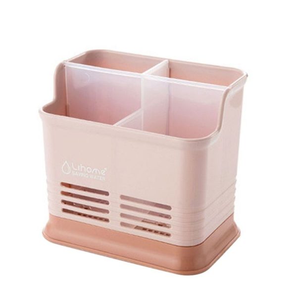 Kitchen Tabletop Candy Color Compartment Hollow Chopsticks Cage Creative Kitchen Cage Cutlery Drain Storage Chopsticks Rack, Number of layers: Four grids of pink - Image 2