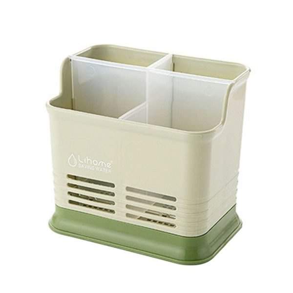 Kitchen Tabletop Candy Color Compartment Hollow Chopsticks Cage Creative Kitchen Cage Cutlery Drain Storage Chopsticks Rack, Number of layers: Four grids of green - Image 2