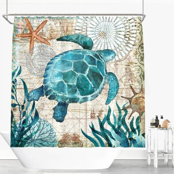 Printed Turtle Shower Curtain Bathroom Set Waterproof Shower Curtain, Size: 165x180cm - Image 2