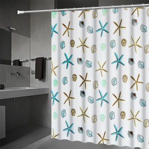 Bathroom Curtain Ocean Star Shower Curtain Environmental Protection Mildew Waterproof Shower Curtain, Size: 180x180CM