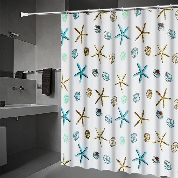 Bathroom Curtain Ocean Star Shower Curtain Environmental Protection Mildew Waterproof Shower Curtain, Size: 180x180CM