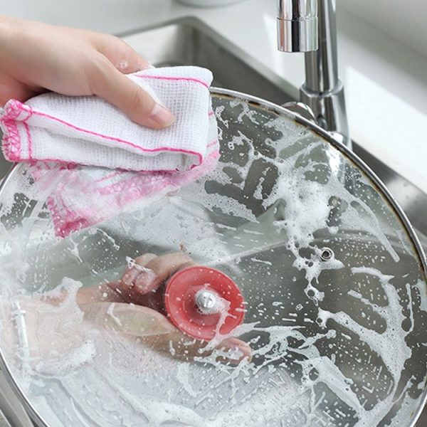 10 PCS 5 Layer Plus Cotton Wood Fiber Dish Towel Non-stick Oil Scouring Pad Kitchen Cleaning Oil to Wipe the Bowl Rag, Size: 26x26cm - Image 3