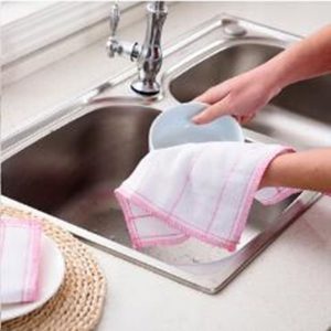 10 PCS 5 Layer Plus Cotton Wood Fiber Dish Towel Non-stick Oil Scouring Pad Kitchen Cleaning Oil to Wipe the Bowl Rag, Size: 28x28cm