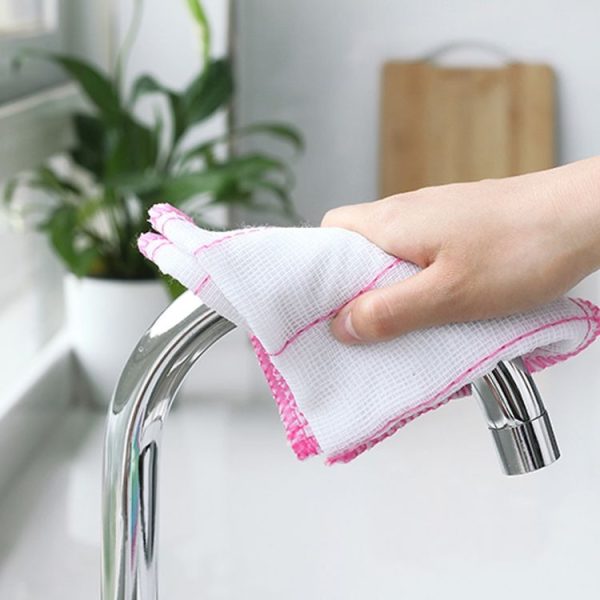 10 PCS 5 Layer Plus Cotton Wood Fiber Dish Towel Non-stick Oil Scouring Pad Kitchen Cleaning Oil to Wipe the Bowl Rag, Size: 28x28cm - Image 5