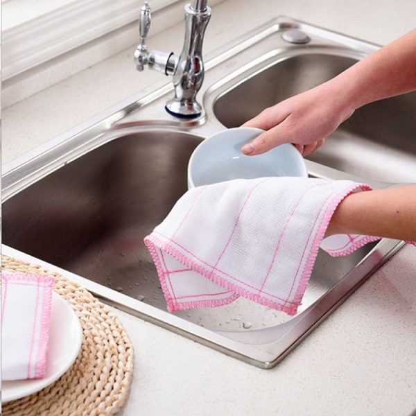 10 PCS 5 Layer Plus Cotton Wood Fiber Dish Towel Non-stick Oil Scouring Pad Kitchen Cleaning Oil to Wipe the Bowl Rag, Size: 28x28cm - Image 7