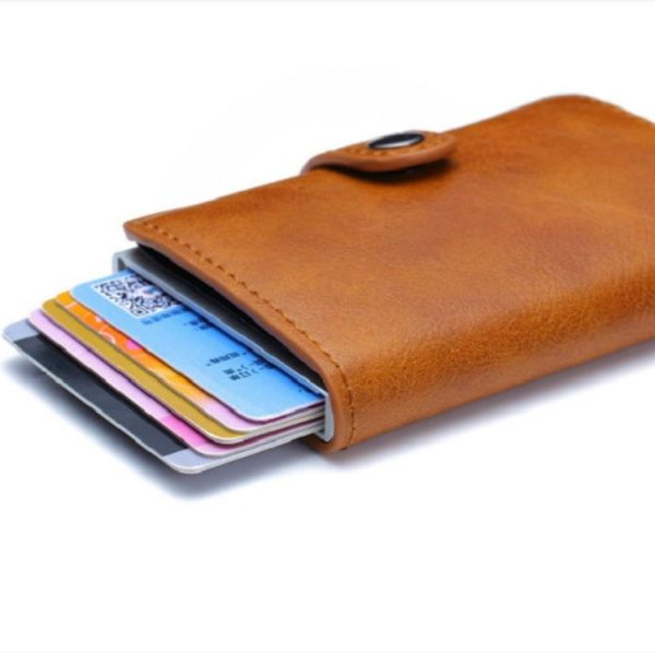 PU Aluminum Alloy Card Case Anti-magnetic RFID Shielding Anti-Theft Wallet (Black) - Image 6