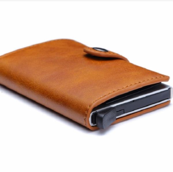 PU Aluminum Alloy Card Case Anti-magnetic RFID Shielding Anti-Theft Wallet (Black) - Image 7