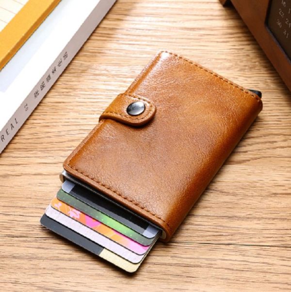 PU Aluminum Alloy Card Case Anti-magnetic RFID Shielding Anti-Theft Wallet (Black) - Image 8