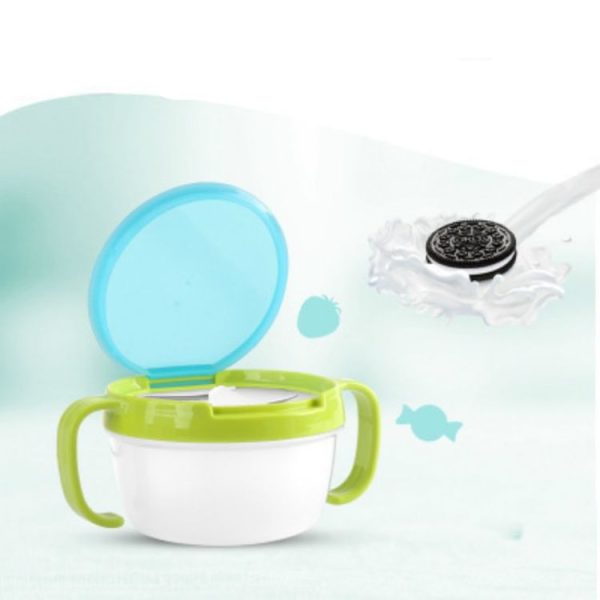 Baby Products Anti-sprinkling Design Baby Double Handle Biscuit Small Bowl Snack Cup (Yellow) - Image 3