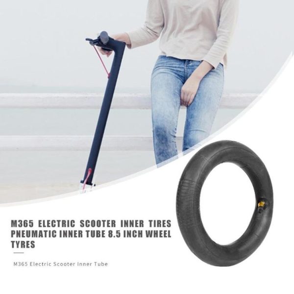 2 PCS For Xiaomi Mijia M365 Electric Scooter 8.5 inch Rubber Padded Tire Inner Tube with Valve Cover (Black) - Image 3