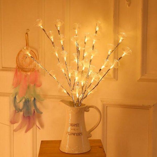 LED Fiber Optic Flower Twig Light String Room Bedroom Romantic Decoration Lantern (Silver Branches) - Image 3