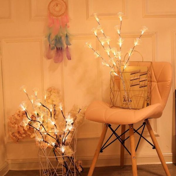 LED Fiber Optic Flower Twig Light String Room Bedroom Romantic Decoration Lantern (Silver Branches) - Image 5