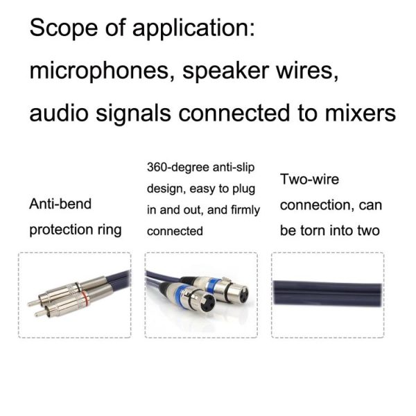 2RCA Male 2XLR Caron Female Speaker Audio Balance Cable, Length: 1.5m - Image 3