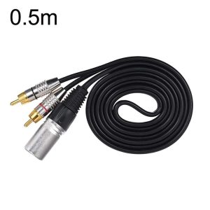 XLR Male To 2RCA Male Plug Stereo Audio Cable, Length:, Length: 0.5m