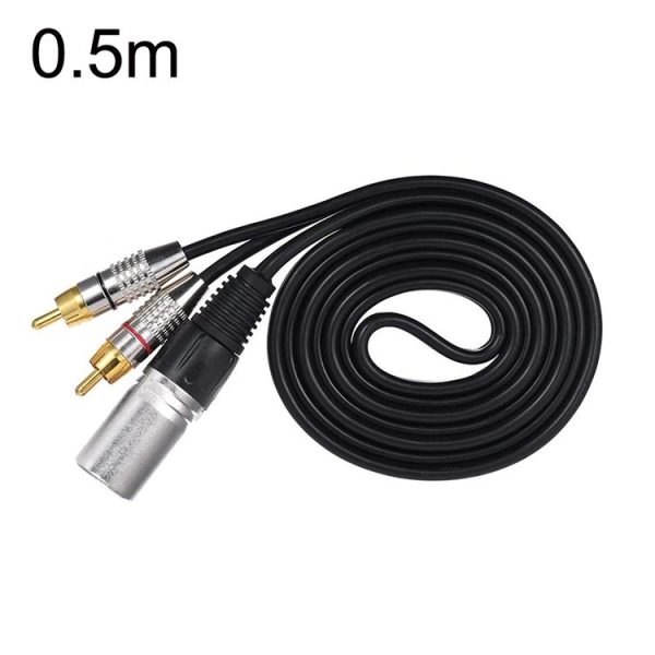 XLR Male To 2RCA Male Plug Stereo Audio Cable, Length:, Length: 0.5m