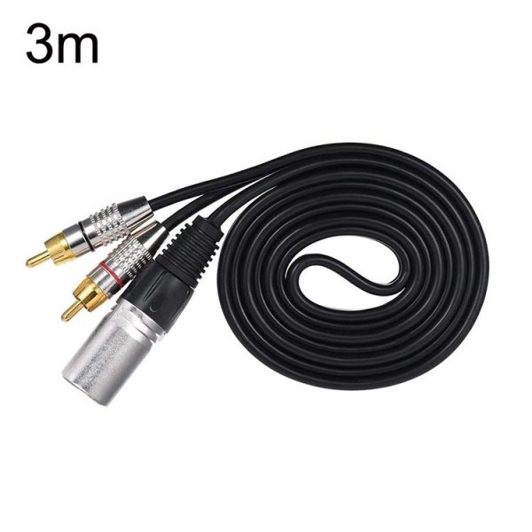 XLR Male To 2RCA Male Plug Stereo Audio Cable, Length:, Length: 3m