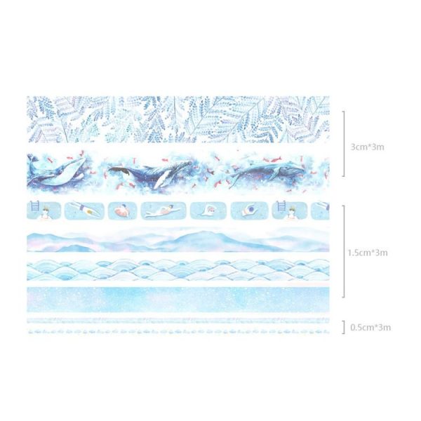 8 Roll / Box Paper Tape Basic Handbook Material Set Small Fresh Girl DIY Decorative Tape Antique Hand Account Sticker (Blue Rhythm) - Image 2