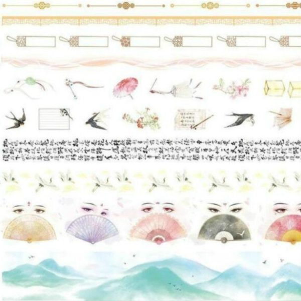 10 PCS / Set Paper Tape Set Clipper Label Shield Ancient Wind Girl Heart Student Hand Cute Sticker - Image 2