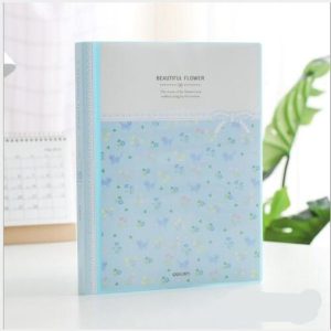 2 PCS Office Archive Folder Floral Information Booklet Sorting Bag Transparent Menu Insert Storage Box, Color: 30 Pages Blue
