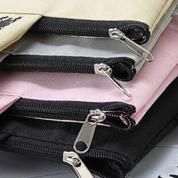 Cat Pattern Zipper Canvas File Bag Student Paper Storage Bag Tote Bag (Black) - Image 4