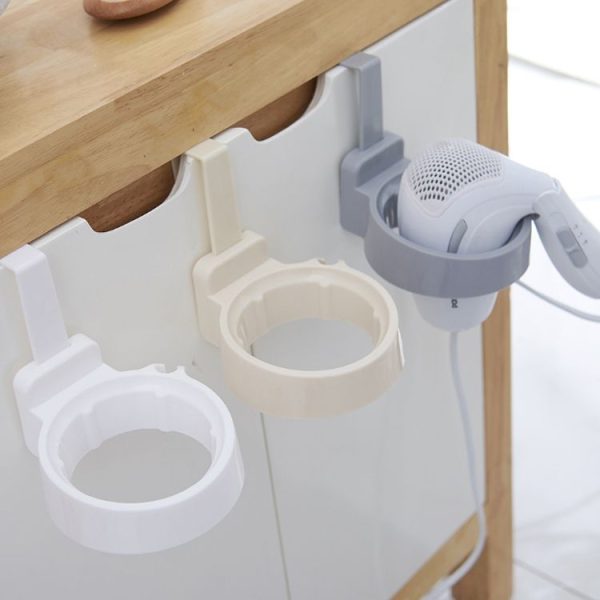 2 PCS Wall-mounted Hair Dryer Holder ABS Bathroom Shelf Storage (Gray) - Image 2