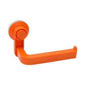 Toilet Paper Holder Suction Cup Wall Mount Removable Rack (Orange)