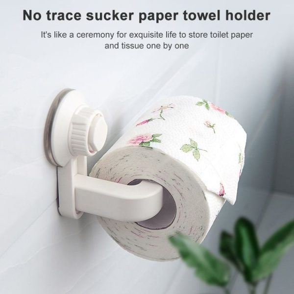 Toilet Paper Holder Suction Cup Wall Mount Removable Rack (Orange) - Image 5