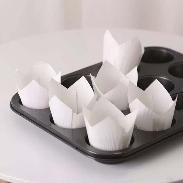 50 PCS / Set Tulip Shape Oil Heat Resistant Cake Paper Cup (Pink) - Image 4