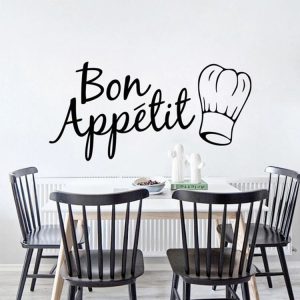 Kitchen Decoration Kitchen Stickers Bon Appetit Wall Stickers DIY Vinyl Art Wallpapers (Black)