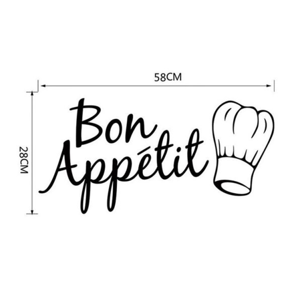 Kitchen Decoration Kitchen Stickers Bon Appetit Wall Stickers DIY Vinyl Art Wallpapers (Black) - Image 2
