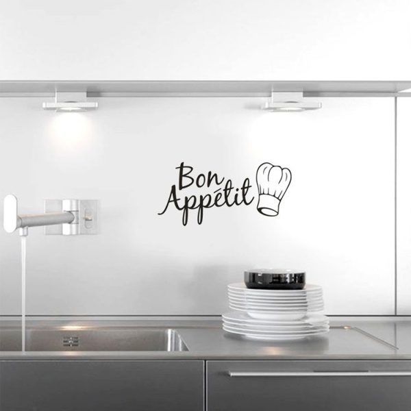 Kitchen Decoration Kitchen Stickers Bon Appetit Wall Stickers DIY Vinyl Art Wallpapers (Black) - Image 3