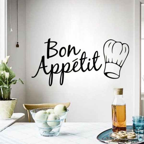 Kitchen Decoration Kitchen Stickers Bon Appetit Wall Stickers DIY Vinyl Art Wallpapers (Black) - Image 4