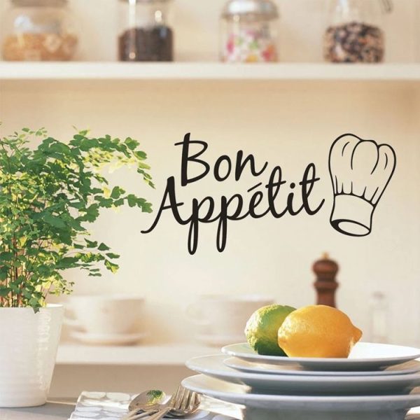 Kitchen Decoration Kitchen Stickers Bon Appetit Wall Stickers DIY Vinyl Art Wallpapers (Black) - Image 5