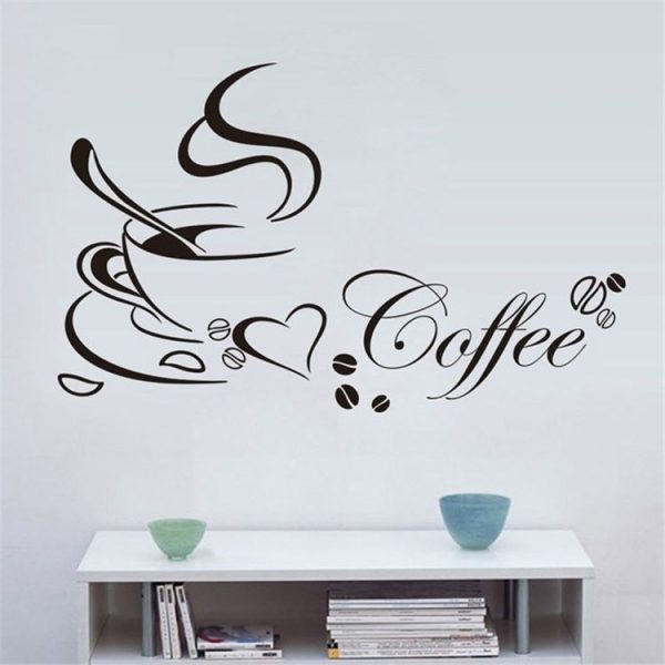Love Coffee Cup Restaurant Wall Decoration Wall Stickers, Size: 44X38cm